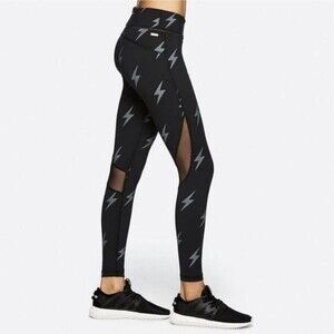 Alala Women's Lightning Bolt Captain Running Ankle Leggings Size M Black Gray